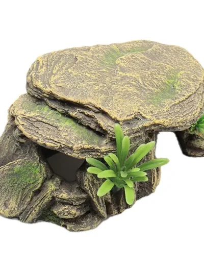 Pet Turtle Reptile Habitat Hiding Caves Shelter Hiding Crawling Turtle Reptile Basking Hide Habitat Tank Decoration Ornament