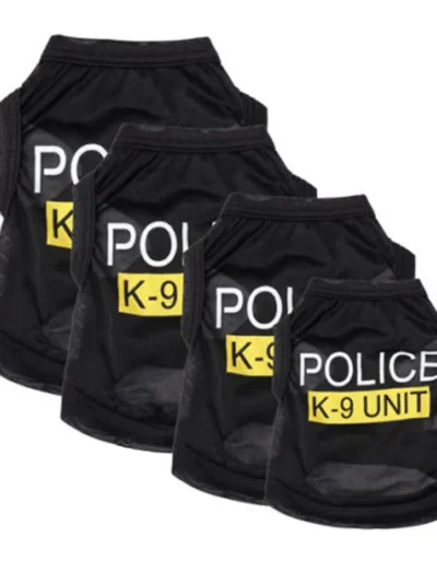 Police Suit Cosplay Dog Clothes Black Elastic Vest Puppy T-Shirt Coat Accessories Apparel Costumes  Pet Clothes for Dogs Cats