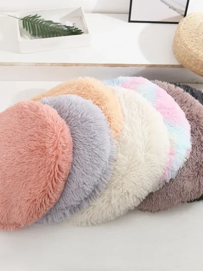 Plush Cat Bed Mats Round Pet Bed for Cats Small Dogs Soft Fleece Pet Sleeping Mat Kitten Puppy Nest Pet Cushion Cat Accessories