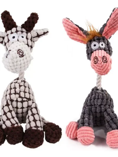 Dog Toys Stuffed Donkey Squeaking Pet Toy Cute Plush Puzzle Interactive Toy For Dog Cat Chew Squeaky Pet Molar Toy