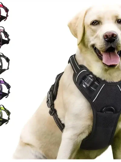 No Pull Dog Harness Front Clip Heavy Duty Reflective Easy Control Handle for Large Dog Walking