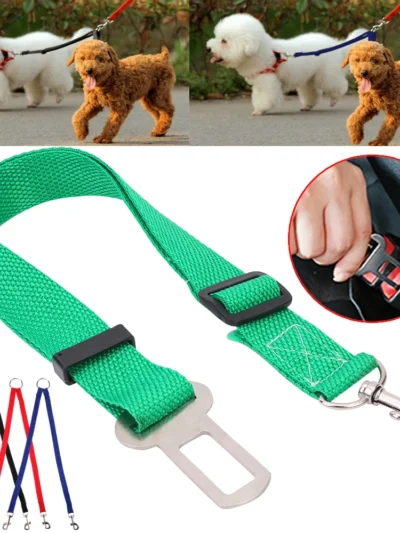 Pet Dog Safety Belt Adjustable Leash Vehicle Seat Belt Pet Lever Traction Dog Collars Harness Lead Clip Puppy Pet Supplies