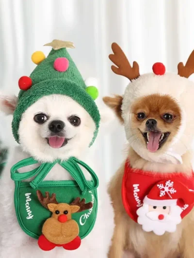 Adorable Pet Christmas Tree Pom-Pom Hat