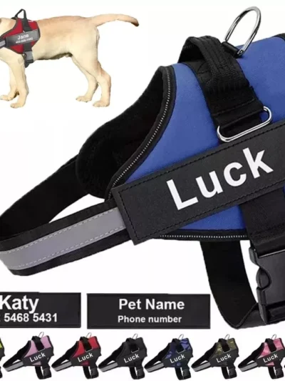 Dog Harness Vest ID Patch Customized Reflective Breathable Adjustable Pet Harness For Dog NO PULL Pet Outdoor Harness