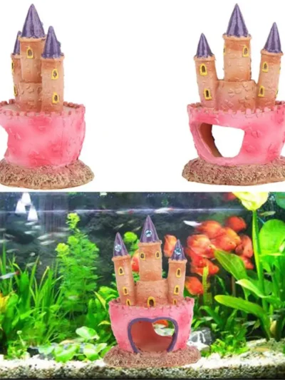 Ornaments Fish Tank Cartoon Pink Princess Castle Aquariums Decorations Resin Castle Tower Aquarium Home Decoration Pet Supplies