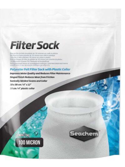 Seachem Laboratories Filter Sock with Plastic Collar White, 1ea/4In X 12 in, SM