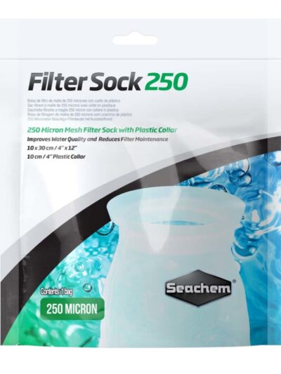 Seachem Laboratories Mesh Filter Sock with Plastic Collar White, 1ea/4In X 12 in, SM