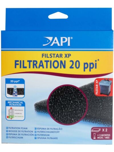 API Filstar Coarse Filtration Foam 20 PPI Black, 1ea/2 pk