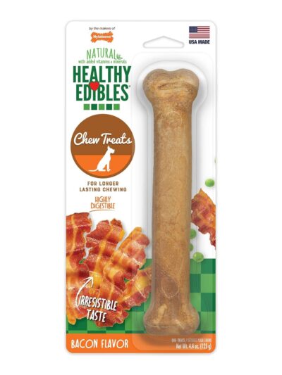 Nylabone Healthy Edibles All-Natural Long Lasting Bacon Chew Treats Bacon 1ea/Large - Up To 50 lb