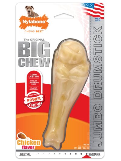 Nylabone Power Chew Jumbo Drumstick Big Dog Chew Toy Chicken 1ea/XXL/Monster - 50++ lb