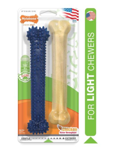Nylabone Dental Chew and Flexi Bone Combo Pack Dog Chew Toys Chicken 1ea/Large/Giant - Up To 50 lb
