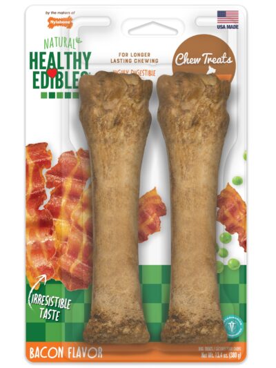 Nylabone Healthy Edibles All-Natural Long Lasting Bacon Chew Treats Bacon 1ea/XL/Souper - 50+ lb