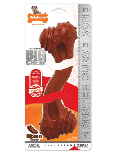 Nylabone Power Chew Monster Curve Bone Big Dog Chew Toy Bison 1ea/XXL/Monster - 50++ lb