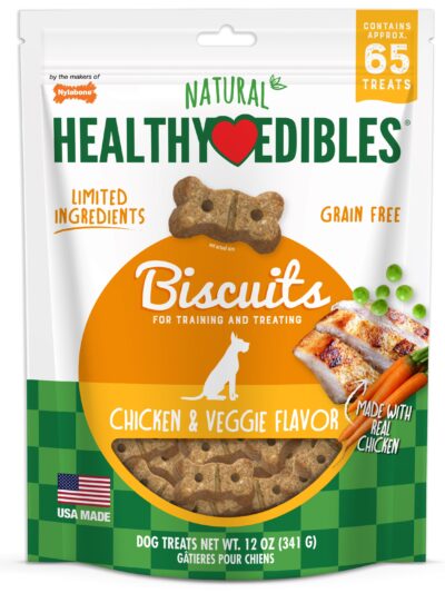 Nylabone Healthy Edibles Biscuits Grain Free Dog Treats Chicken & Veggie 1ea/12 oz