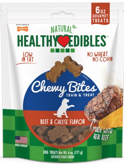 Nylabone Healthy Edibles Chewy Bites Soft Dog Treats Beef Cheese, 6 oz 1 ct