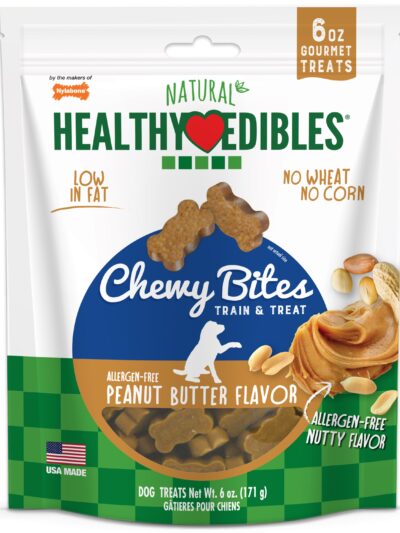 Nylabone Healthy Edibles Chewy Bites Soft Dog Treats Peanut Butter, 6 oz 1 ct