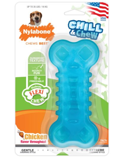 Nylabone Flexi Chew Chill Chew Toy with Treat Pockets Chicken, Blue, 1ea/Medium 1 ct