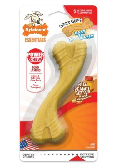 Nylabone Power Chew Curvy Dental Chew Toy for Dogs Peanut Butter 1ea/Large/Giant - Up To 50 lb