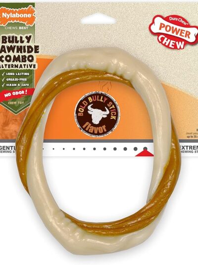 Nylabone Power Chew Alternative Bully Rawhide Combo Ring Bully Stick 1ea/Medium/Wolf - Up To 35 lb