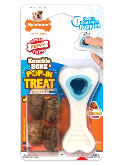 Nylabone Puppy Power Chew Souper Bone PopIn Puppy Treat Toy Combo Chicken, 1ea/XS/Petite Up To 15 Lbs. 1 ct