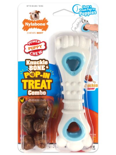 Nylabone Puppy Power Chew Souper Bone PopIn Puppy Treat Toy Combo Chicken, 1ea/Medium/Wolf Up To 35 Lbs. 1 ct