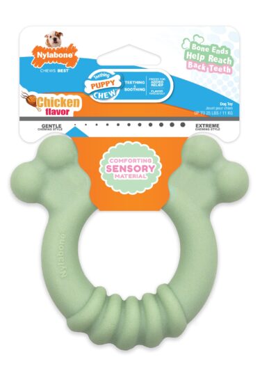 Nylabone Sensory Material Puppy Teething Ring Chicken, 1ea/SMall/Regular Up To 25 Ibs. 1 ct