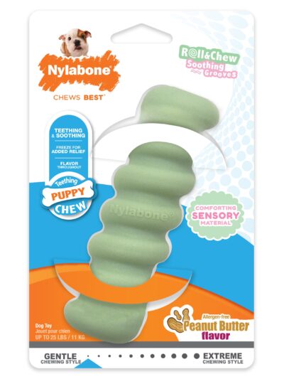 Nylabone Sensory Material Puppy Teething Toy Peanut Butter, 1ea/SMall/Regular Up To 25 Ibs. 1 ct