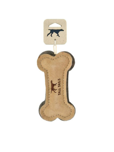 Tall Tails Dog Bone Tug Natural Leather 6 Inches