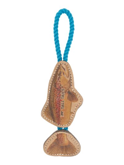 Tall Tails Dog Natural Leather Color Jointed Trout Tug, 16in.