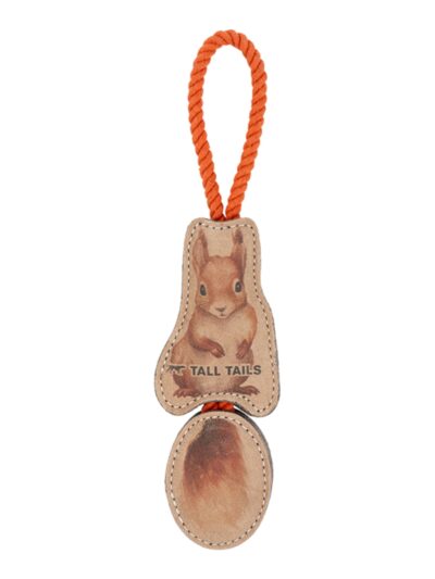 Tall Tails Dog Natural Leather Color Jointed Squirrel Tug, 16in.