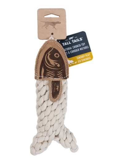 Tall Tails Dog Natural Leather & Rope Crunch Fish, 5in.