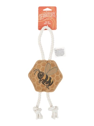 Territory Dog Natural Leather Color Bee Tug Toy 14in.