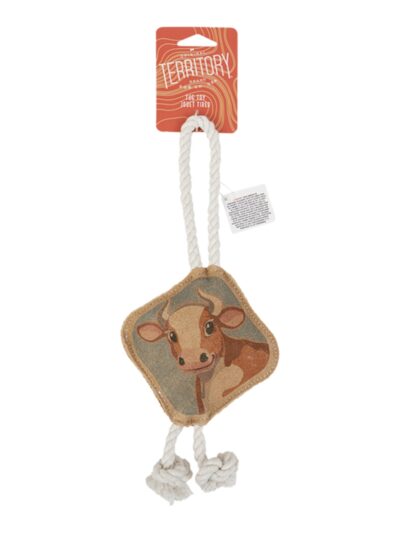Territory Dog Natural Leather Color Cow Tug Toy 14in.