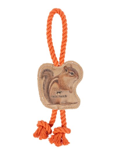 Tall Tails Dog Natural Leather Color Chipmunk Tug, 12in.