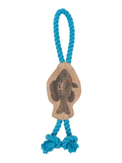Tall Tails Dog Natural Leather Color Fish Tug Toy 12 Inches