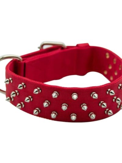 Omni Pet Bravo Nylon Spiked Dog Collar Red 21in.