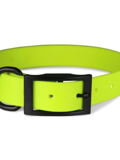 Omni Pet Zeta Biothane Dog Collar with Blk Hardware Neon Yellow 1 x 26in.