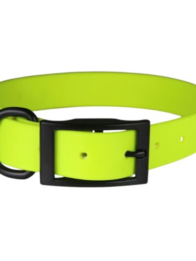 Omni Pet Zeta Biothane Dog Collar with Blk Hardware Neon Yellow 3/4 x 18in.