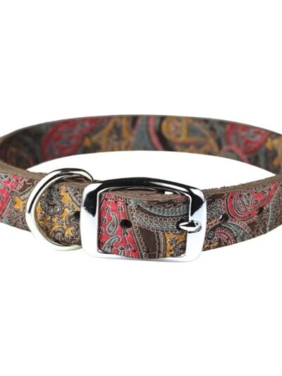 Omni Pet Leather Paisley Dog Collar Chocolate 1/2in. x 14in.