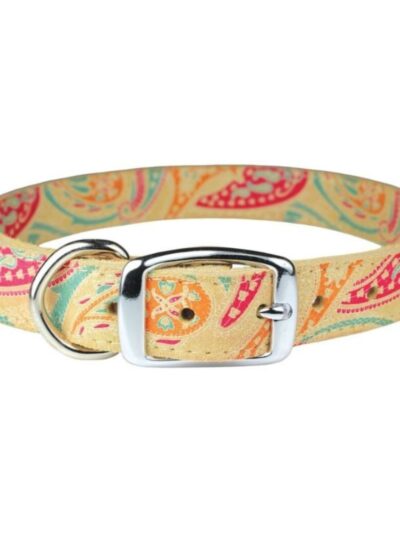 Omni Pet Leather Paisley Dog Collar Sand 3/4 x 18in.
