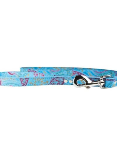 Omni Pet Leather Paisley Dog Leash Turquoise 3/4in. x 4ft.