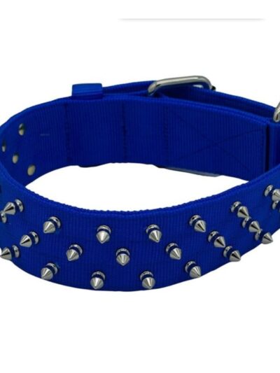 Omni Pet Bravo Nylon Spiked Dog Collar Blue 29in.