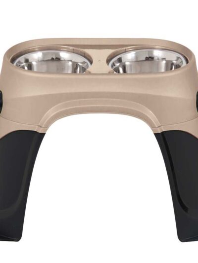 Petmate Easy Reach Diner Feeder Black/Pearl/Tan 1ea/MD, 8 in