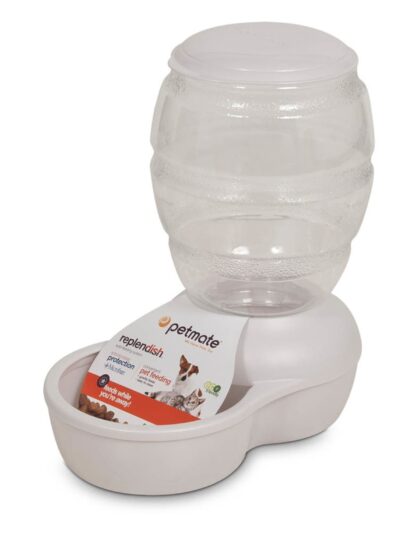 Petmate Replendish Feeder with Microban Pearl Silver Grey 1ea/SM