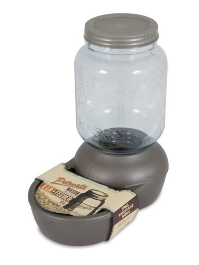 Petmate Mason Gravity Feeder Soda Glass Charcoal/Clear 1ea/SM