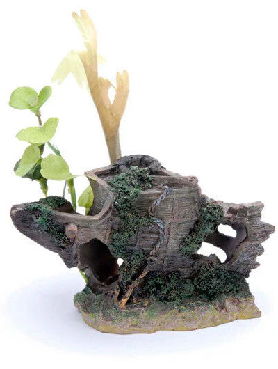 Penn-Plax Shipwreck Bow Aquarium Ornament Brown/Grey 1ea/3 in, SM