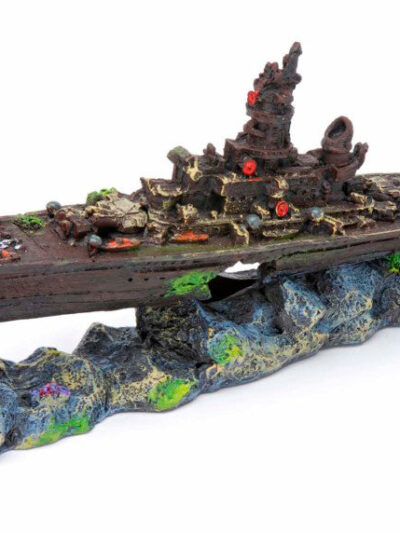Penn-Plax Battleship Aquarium Ornament Multi-Color 1ea/4 in, SM