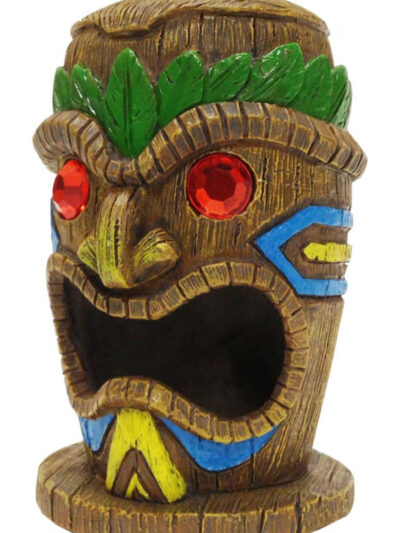 Penn-Plax Tiki Mask-Gazer Aquarium Ornament Brown/Green 1ea/4 in, SM