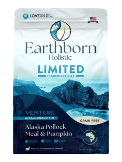 Earthborn Holistic Venture Limited Ingredient Diet Grain-Free Dry Dog Food Alaska Pollock Meal & Pumpkin 25lb