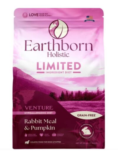 Earthborn Holistic Venture Limited Ingredient Diet Grain-Free Dry Dog Food Rabbit Meal & Pumpkin 25lb